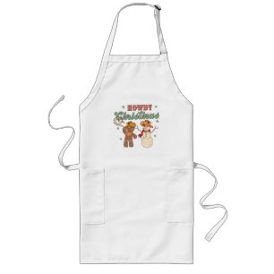 Tablier Long Bonjour Noël Cowboy Bonhomme de Neige Western Drôl