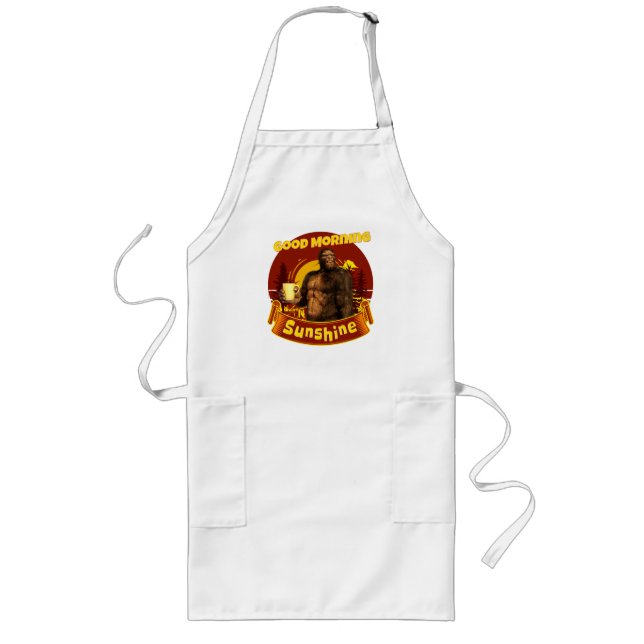 Tablier Long Bonjour Soleil Bigfoot Café Humour Art (Devant)