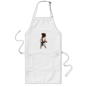 Tablier Long Boxer Dog Jouer Karate, Boxer Dog Karate Joueur