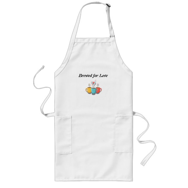 Tablier Long Braved Just Love – Whimsical Coffee Mugs with Hear (Devant)