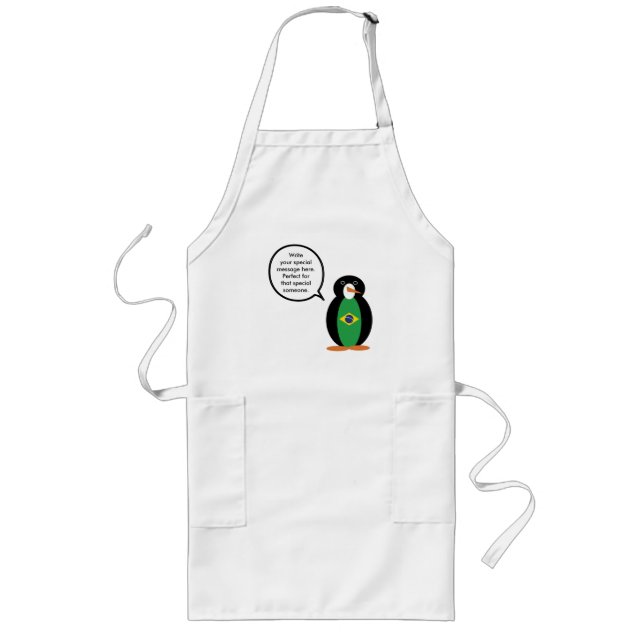 Tablier Long Brazilian Flag Talking Ms. Penguin Long Apron (Devant)