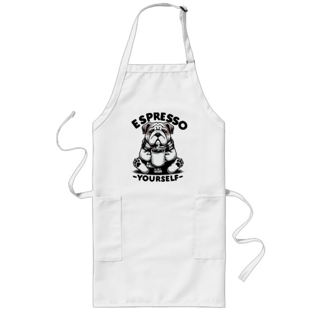 Tablier Long Bulldog au café chaud espresso (Devant)
