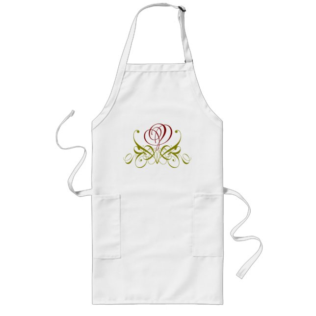 Tablier Long Burgundy Calligraphie Rose Adulte Apron (Devant)
