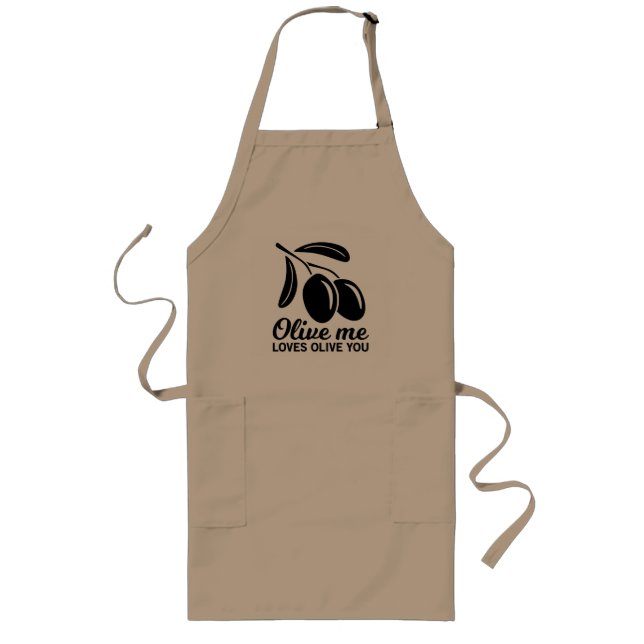 Tablier Long Cadeau d'amoureux Olive Me aime Olive You (Devant)