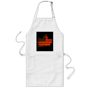 TABLIER LONG CADEAU DE THANKSGIVING DRAPEAU AMÉRICAIN FEUILLES
