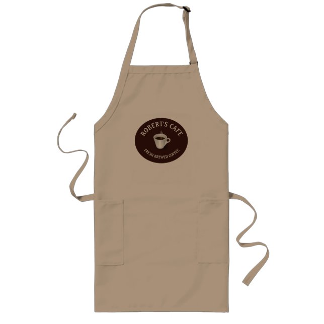 Tablier Long Café Barista Café Personnalisé Khaki (Devant)