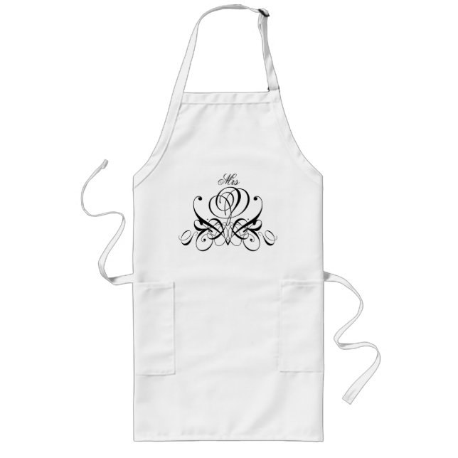 Tablier Long Calligraphie Rose noir (Devant)