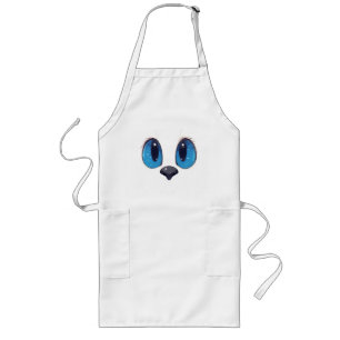 Tablier Long Chat aux yeux bleus adorable design Kawaii
