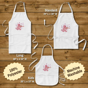 Tablier Long Chat rose avec violon