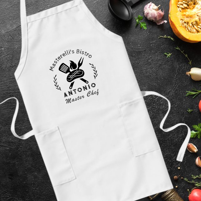 Tablier Long Chef Maître Personnalisé avec Graphisme d'Ustensil (Créateur téléchargé)