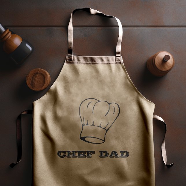 Tablier Long "Chef Papa" Typographie Casquette du chef Grilling (Créateur téléchargé)