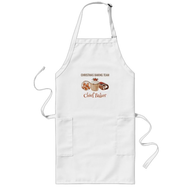 Tablier Long Chef Pâtissier de l'équipe de Noël (Devant)