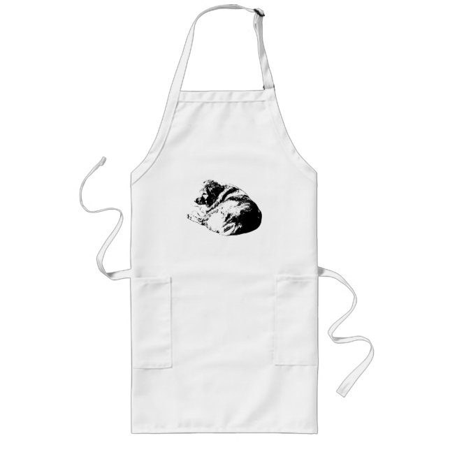 Tablier Long Chien de repos graphique inspire des repas d'hiver (Devant)