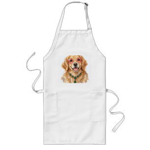 Tablier Long Chien Golden Retriever à l'aquarelle Art pour am