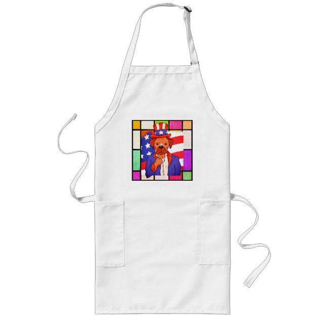 Tablier Long Chien motif patriotique USA (Devant)