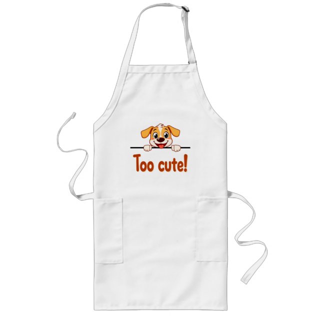 Tablier Long Chiot de dessin animé avec texte attrayant (Devant)