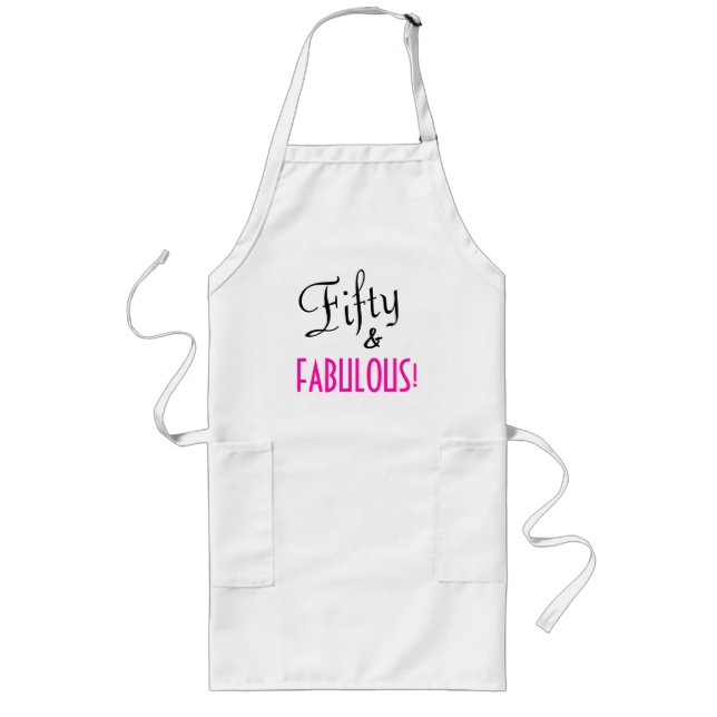 Tablier Long Cinquante & FANTASTIQUE Typographie de script rose (Devant)