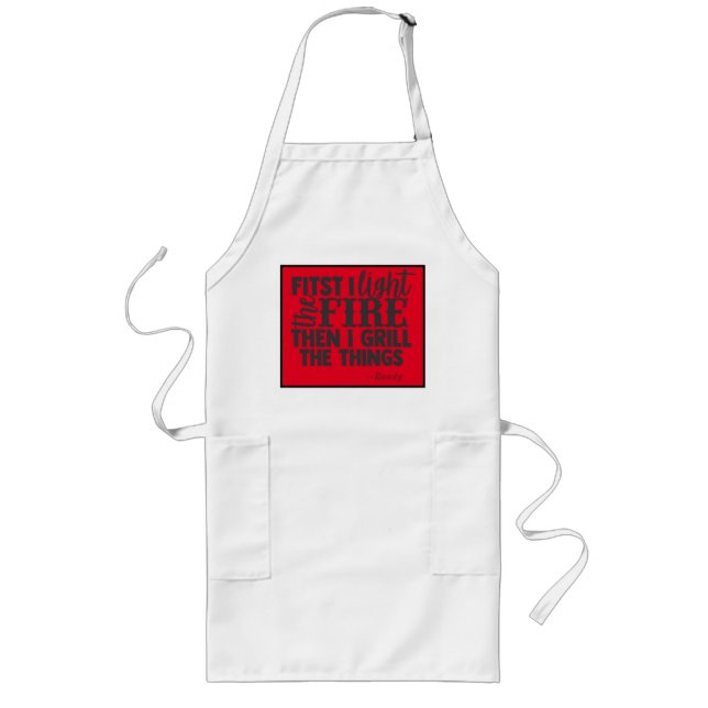 Tablier Long Citation drôle de grillardin de BBQ personnalisabl (Devant)