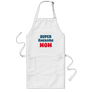 Tablier Long Citation Super Awesome Maman Typographie rouge et 