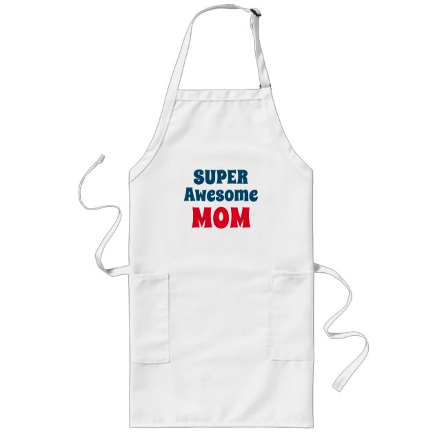 Tablier Long Citation Super Awesome Maman Typographie rouge et  (Devant)
