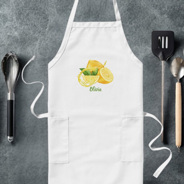 Tablier Long Citrons Aquarelle Personnalisés Simples pour Anniv (Créateur téléchargé)