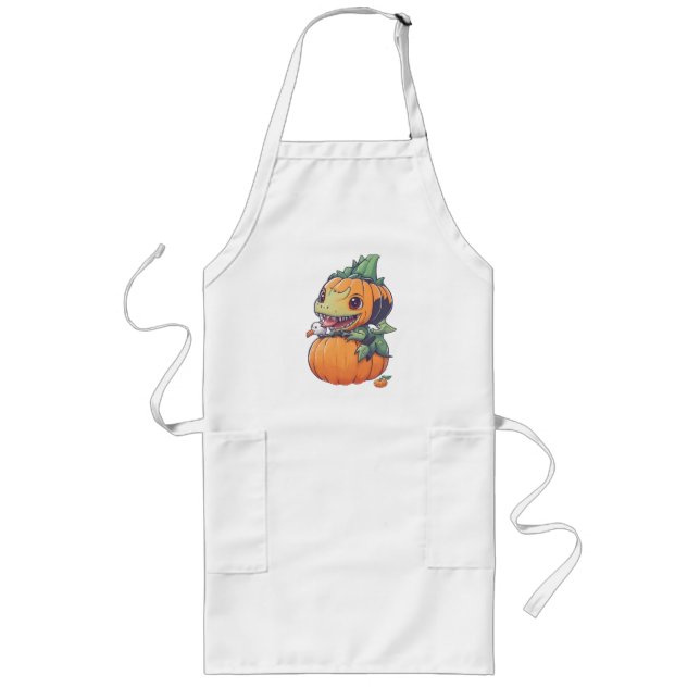 Tablier Long citrouille folle essayant de manger effrayant  (Devant)
