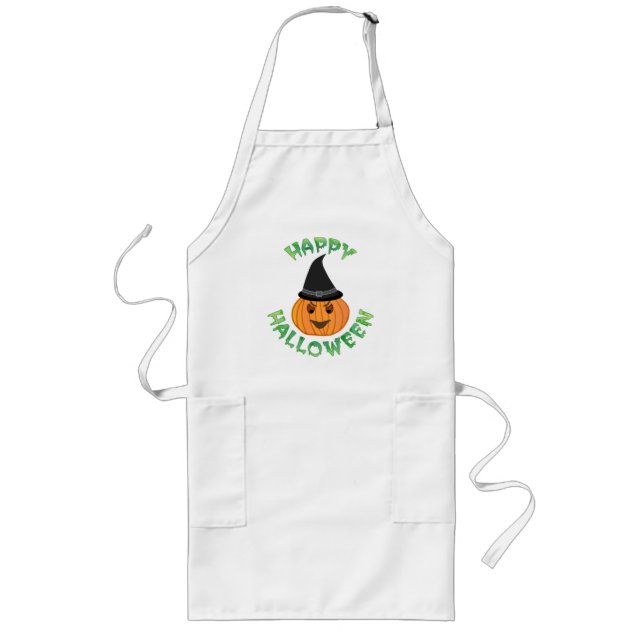 Tablier Long citrouille "HAPPY HALLOWEEN" (Devant)