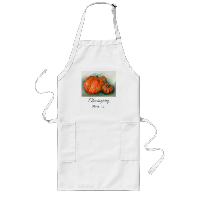 Tablier Long Citrouille Patch Automne Trio Pastel Art Thanksgiv (Devant)