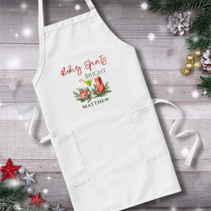 Tablier Long Cocktails de Noël modernes Bartender personnalisé