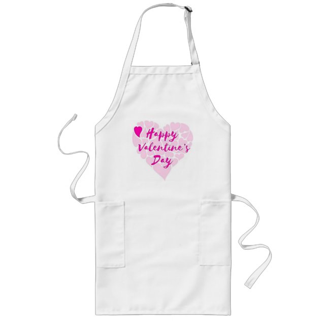 TABLIER LONG COEUR "HEUREUSE SAINTE-VALENTIN" (Devant)