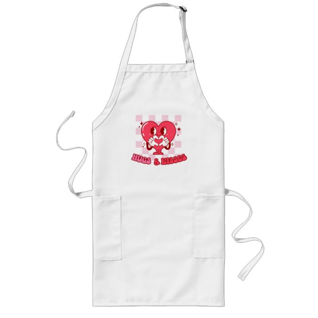 Tablier Long Coeur rose accolades et baisers (Devant)