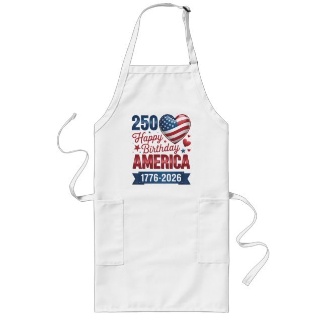 Tablier Long Cœurs USA 1776 2026 4 juillet (Devant)