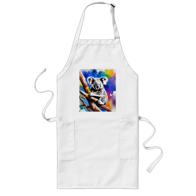 Tablier Long Coloré Koala Bear Aquarelle Splash, (Devant)