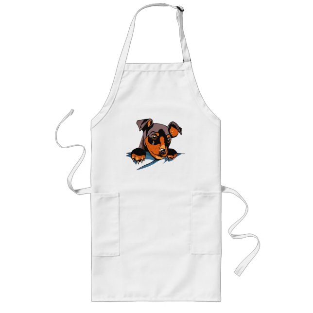 Tablier Long Conception de chiot teckel noir mignon (Devant)