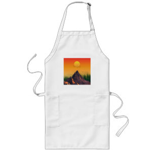 TABLIER LONG COUCHER DE SOLEIL NATURE MONTAGNE VINTAGE