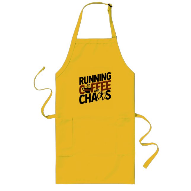Tablier Long Courir sur le café et le chaos (Devant)