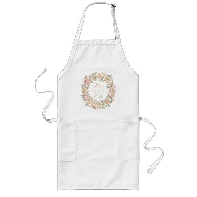 Tablier Long Couronne Élégante Florale Meilleure Maman (Devant)