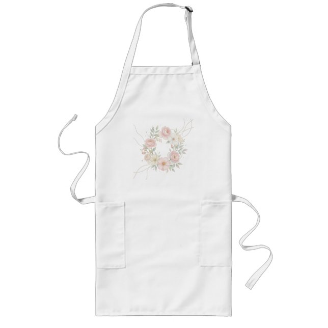 Tablier Long Couronne florale élégante pastel rose dessin botan (Devant)