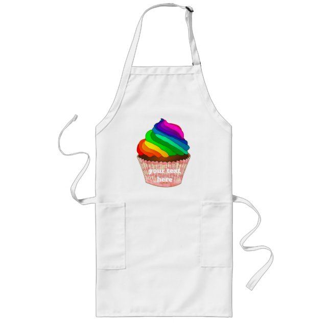 Tablier Long Création personnalisable de gâteau Pride arc-en-ci (Devant)