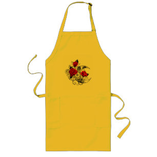 Tablier Long Croissant mécanique avec roses rouges