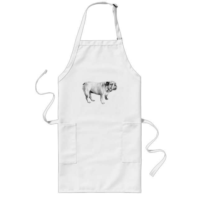 Tablier Long cuisine calme ombre, bouledogue (Devant)