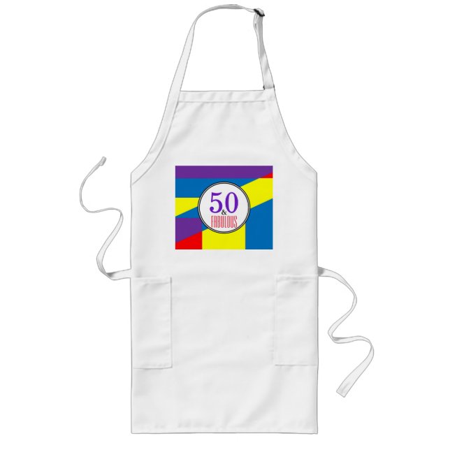 Tablier Long Cuisine pour 50e anniversaire de style bloc de cou (Devant)