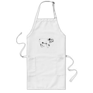 Tablier Long cuisinier calme dessiné, bouledogue