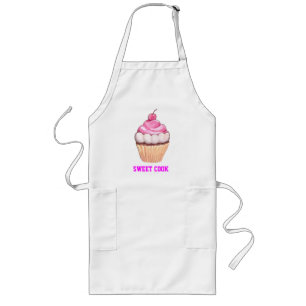 TABLIER LONG CUPCAKE CHEF'S CUPCAKE APRON - PINK SWEETS