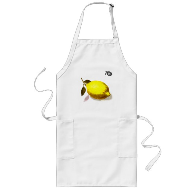 Tablier Long Custom Initial Yellow Lemon Watercolor Kitchen (Devant)