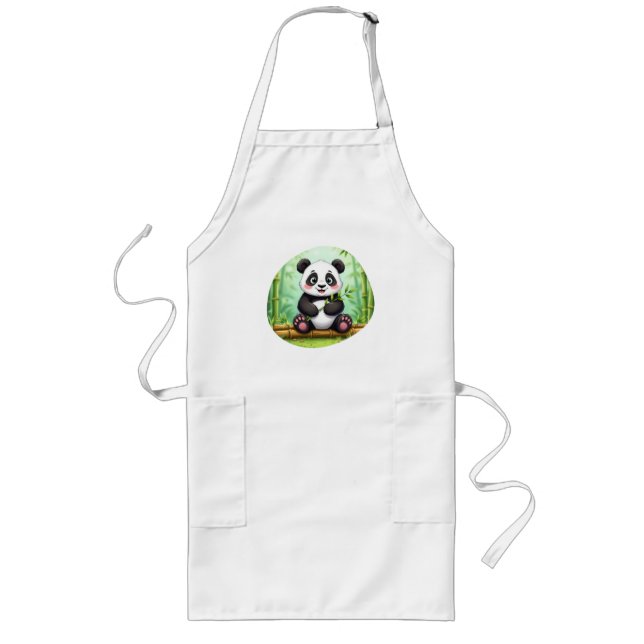 Tablier Long Cute Cartoon Panda on Bamboo Patch (Devant)