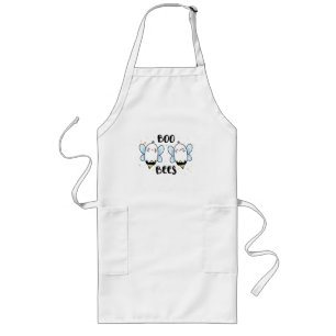 Tablier Long Cute Ghost Boo Bees - Funny Halloween sur fond bla