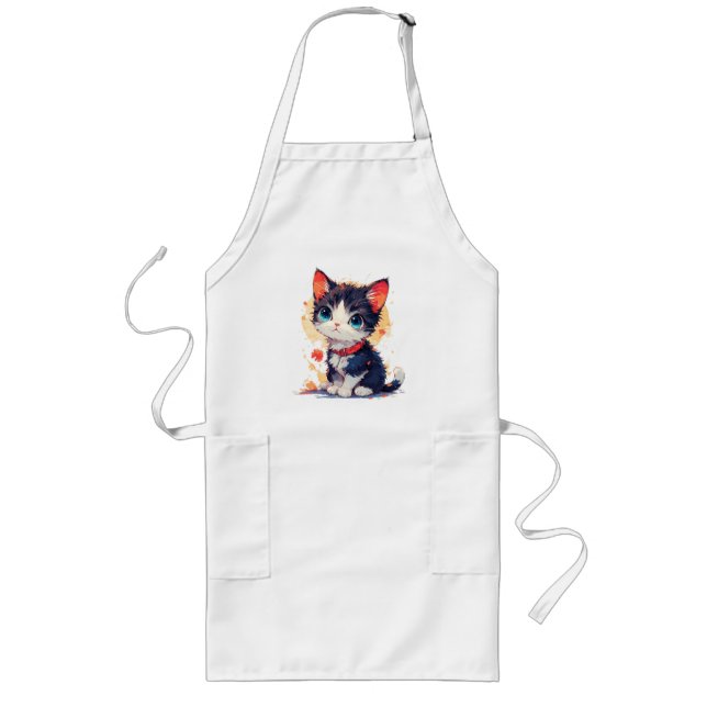 Tablier Long Cute Kawaii Cat for Cat Lovers T-shirt  (Devant)