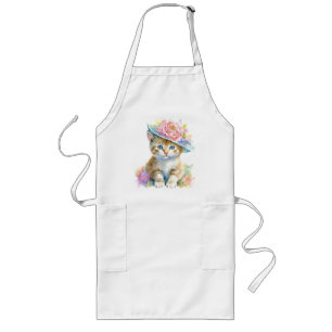 Tablier Long Cute Kitten avec Casquette à fleurs