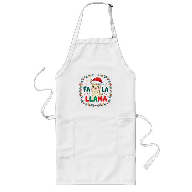 Tablier Long Cute Llama Christmas Design – "FÁ LA LAMA" Holiday (Devant)